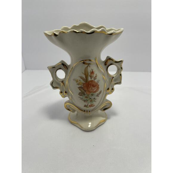 Crown Stafford china Hand Painted 5.5" Vase Figurine Set‎ Gold Trim Floral - Picture 2 of 16